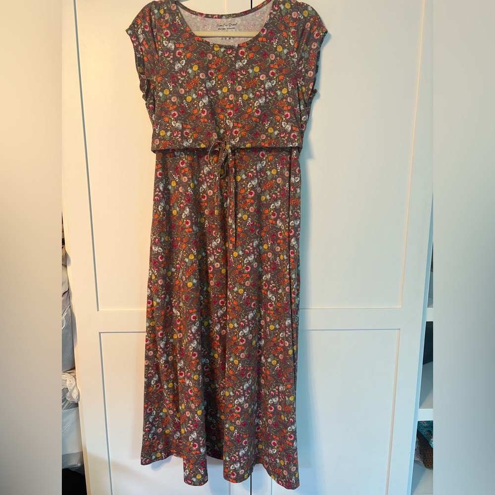Floral Print Midi Dress Nursing Friendly